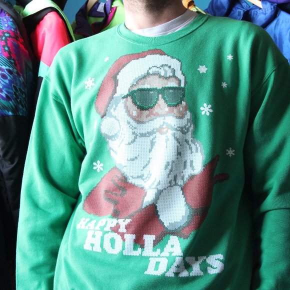 Jerzees Other - Christmas Santa Happy Holla Days Crewneck Sweater
